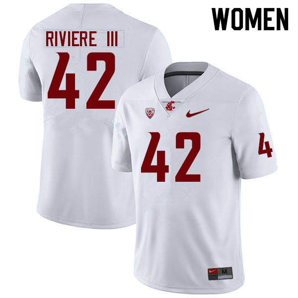 Women #42 Billy Riviere III Washington State Cougars College Football Jerseys Sale-White - Click Image to Close